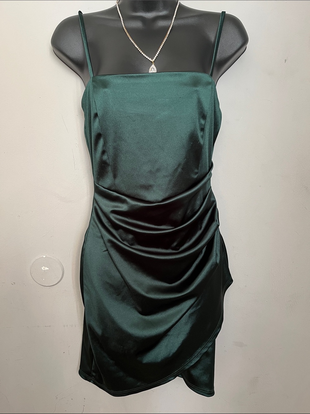 Windsor Emerald Satin Slip Mini Dress
